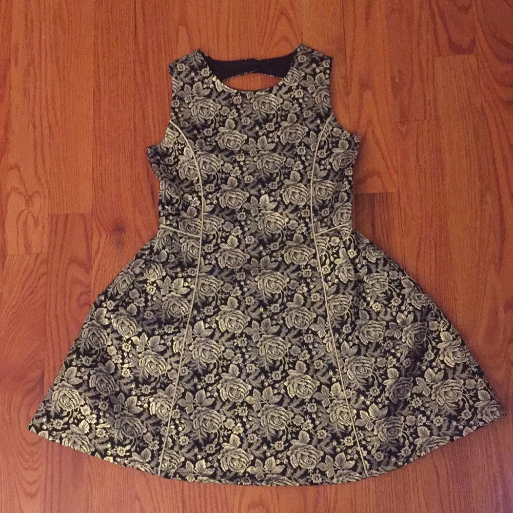 NWT Beautiful Black/Gold Rose embroidered Dress